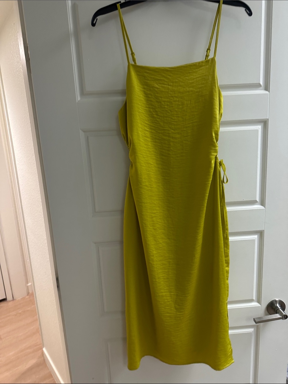 Christian Lacroix Lime Green Slip Midi Dress with Side Tie